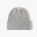 Gorro de punto de invierno en crema y negro con lunares y puño doblado grueso - Blanco Roto