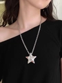 Y2K punk silver star necklace with colorful flower bead charms and KeooPon relief - Dopamine Star Necklace X5120