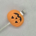 Halloween pumpkin data cable protector in orange silicone for lightning cables - Pumpkin