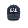 Navy washed cotton baseball cap with white 3D DAD embroidery in a vintage style - Adjustable / Navy Blue-DAD Embroidery