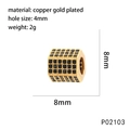 Gold plated 8mm cube bead with black zircon pavé for DIY necklace making projects - P02103 Cube Bead