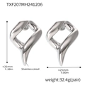 Detailed view of irregular geometric stainless steel earrings with 35mm height specs - Silver Earrings