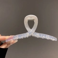 Extra large 13cm iridescent white claw clip for thick hair with acrylic pearlescent finish - 12.5CM Cross / Gradient White