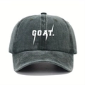 Berretto da baseball in cotone lavato grigio scuro con stampa GOAT per uomo e donna - Verde Militare