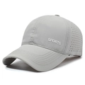 Light gray breathable quick-dry baseball cap with SPORTS print and laser-cut vents - Light Gray