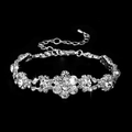 Elegant silver bracelet with sparkling flower crystal links and adjustable lobster clasp - 660 Bracelet / Silver