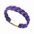 Bracciale intrecciato viola con chiusura magnetica moderna in metallo dorato - Bracciale magnetico intrecciato viola (30117)