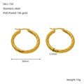30mm golden stainless steel twisted hoop earrings with 18k PVD gold plating - 3.5*30mm