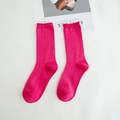 Vibrant rose red women mid-calf cotton socks with a fine ribbed knit texture - Rose Red
