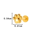 Titanium golden cat paw labret stud with detailed dimensions 0.54cm by 0.61cm - Gold Cat Paw Style (T2524-7#金)