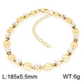 Gold plated pig nose link bracelet with pave zircon inlay and adjustable clasp - Gold Style (KB209007-ZCG)