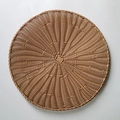 Bohemian style round straw woven wall decor in light brown natural fiber finish - Light Coffee Spiral Mat (18cm)