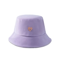 Lavender cotton bucket hat with orange embroidered heart detail in a stylish design - M (56-58cm) / Purple