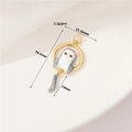 Cute gray and white cartoon cat DIY pendant charm in gold alloy with dimensions - Gray Cat