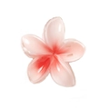 Pink and white gradient plumeria flower hair claw clip with 8cm resin design - Egg Flower Clip-pink|6cm