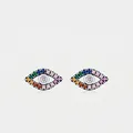 Exotische S925 Sterlingsilber Evil Eye Ohrstecker mit bunten Regenbogen-Farbverlaufssteinen - S925 Sterling Silber Böser Blick Stil