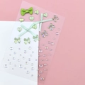 DIY fairy makeup set featuring light green fabric bows and iridescent heart rhinestones - Green Bow Rhinestones (BJA-652)