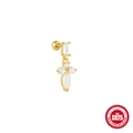 Gold S925 silver ear stud with marquise opal and white zircon evil eye design - Gold #7