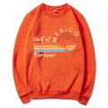 Vibrant orange Gulf of Mexico crewneck sweatshirt with retro palm tree print - S / Orange