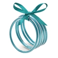 Set di 5 bracciali rigidi con glitter blu e fiocco in raso coordinato per feste - Set di braccialetti glitter blu lago con fiocco (30043)
