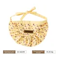 Adjustable yellow dog bib featuring cute cartoon dog patterns and a leather brand label - M / Yellow