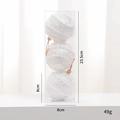 Set of 3 white 8cm Christmas foam balls with fuzzy textures in clear display box - White Stripes 8cm 3Pcs/Set