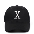 Classic black cotton baseball cap with white X embroidery on a clean white background - Adjustable / Black