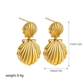 Detailed size specifications of 18K gold shell earrings with dimensions in inches and mm - Double Shell T047