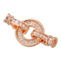 Macro shot of rose gold heart pearl clasp with micro-paved cubic zirconia for DIY jewelry - VK200 Rose Gold