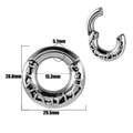 Silver stainless steel textured hoop earrings with dimensions and hinged design details - Silver Twisted