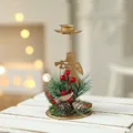 Golden Christmas angel candle holder with festive pine needles and red berry base - Angel Style (ABCZ2-7)