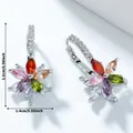 Macro shot of silver lotus earrings with colorful marquise-cut stones and dimensions - White Gold Multicolor
