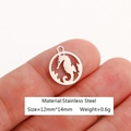 Handcrafted silver stainless steel seahorse pendant charm measuring 12mm by 14mm - Seahorse-DY1081-1