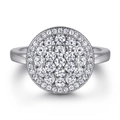 925 silver halo ring featuring brilliant round cut zircons in a pavé cluster setting - Tl-264