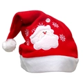Red plush Christmas hat with LED lights and Santa Claus embroidery on white background - Adult Fleece Embroidery Santa