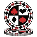 Stack of casino poker theme party plates with heart spade diamond club patterns - Poker Theme Paper Plates (7 Inch) / Set of 24
