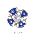 Broche de cruz barroca con esmalte azul, metal dorado y cristales, 2,3x2,3 cm - Flor de Cruz Azul (TZ152)
