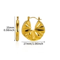 Gold stainless steel petal earrings with irregular fold texture, 25mm x 27mm size view - Irregular Wrinkle (E5296)