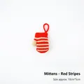 Knitted mini glove Christmas ornament with red and white stripes for tree hanging decor - Red Striped Mitten (1 PC)