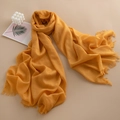 Mustard yellow solid long scarf with fringe detail and soft crinkle texture finish - 100*190cm / 1 Bright Ginger Yellow