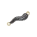 Détail du pendentif piment en forme de S incrusté de cristaux noirs et blancs - Bicolore avec zircon noir et blanc