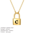 Collar de candado en acero inoxidable chapado en oro de 14K con dije de letra C - Estilo Letra C