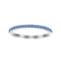 Elegant silver stainless steel ring featuring a row of vibrant blue round-cut zircon stones - March Light Blue - Steel Color / US6 (52mm)