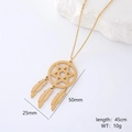Collier en acier doré avec pendentif attrape-rêves étoile et plumes élégantes - Style Attrape-Rêves Hexagramme (Style 3)