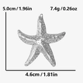 Polished 304 stainless steel starfish pendant with textured granules and dimensions - Silver