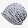 Berretto in cotone grigio chiaro traspirante da donna con elegante design a pieghe - Stile sottile regolare / Grigio