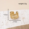 Verstellbarer goldener Edelstahlring mit mehrlagigem Liniendesign für Damen - Sechsschichtige Parallele Linien / MN462-Gold
