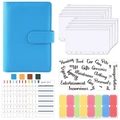 Blue A6 PU leather budget binder set with 12 zipper envelopes and color labels - Macaron Sky Blue Set