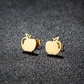 Minimalist gold apple shaped stainless steel stud earrings with hollow design on black surface - Apple / Gold
