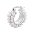 Orecchini a cerchio in argento con perle bianche per un design di classe - Oro Bianco